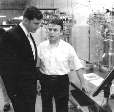 Bucks County Congressman Patrick Murphy, left, listens as Peter R. Bossard, CEO of Power and Energy, Inc. explains how his company is working to solve the energy crisis.